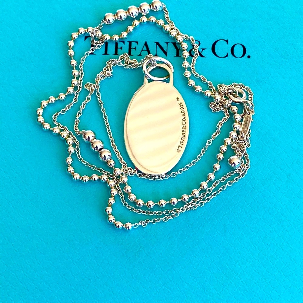 Mix bead chain and medium oval pink enamel splash necklace - Picture 3 of 6